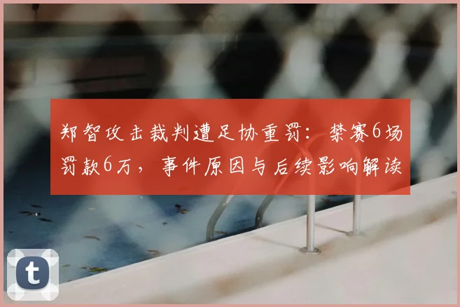 郑智攻击裁判遭足协重罚：禁赛6场罚款6万，事件原因与后续影响解读
